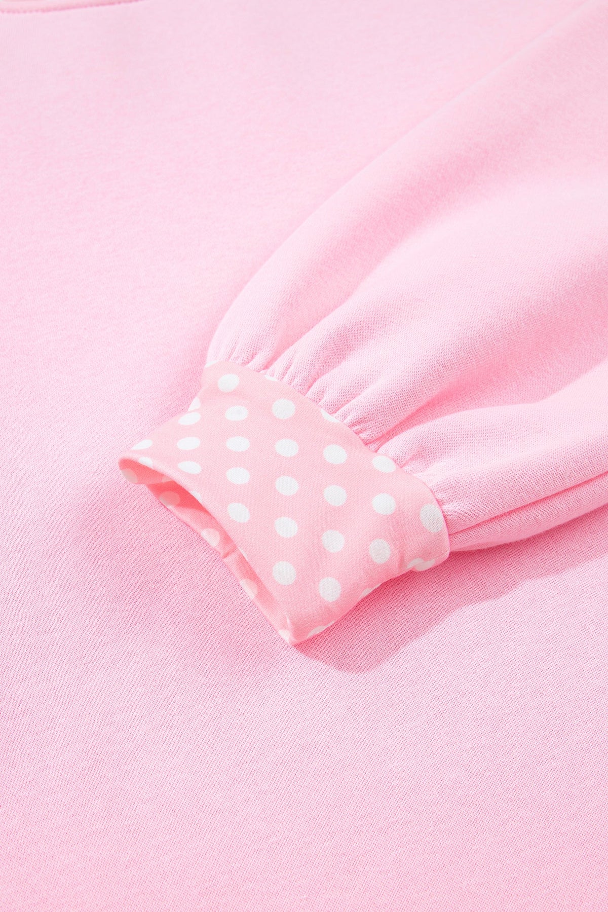 Pink Colorblock Polka Dot Contrast Trim Oversized Sweatshirt