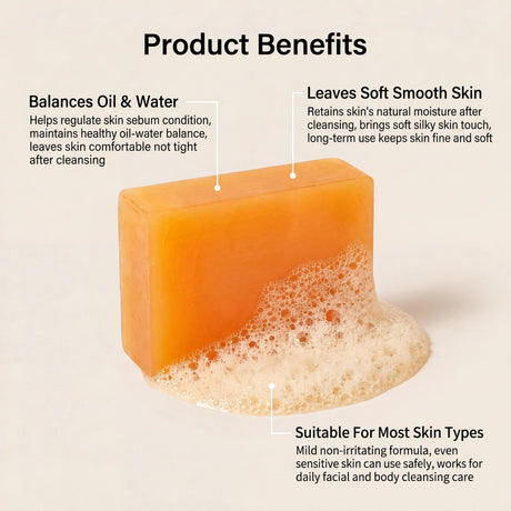 Oceaura Persimmon Soap Bar Body Odor Control Moisturizing Skin Keep Brighten Long-Lasting Freshness Daily Cleansing Fruit Handmade Shower Soap