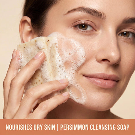 Oceaura Persimmon Soap Bar Body Odor Control Moisturizing Skin Keep Brighten Long-Lasting Freshness Daily Cleansing Fruit Handmade Shower Soap