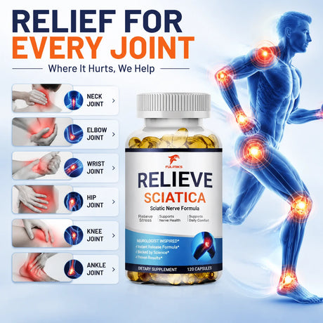 Relieve Sciatica Capsules, Support Lower Lumbar Sciatic, Hip, Thigh, Leg, Foot, Nerve & Joint Health, Relax Muscles, Flexibility