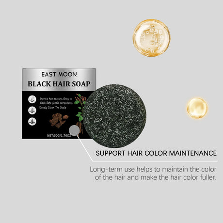 East Moon Bamboo Charcoal Hair Darkening Shampoo Soap Repair White Hair Dye Nourish Oil Control Improve Gray Hair Shampoo Soap