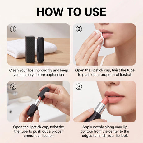 Zephoco Matte Long-Wear Lipstick Tint Crystal Shape 3 Colors High Pigment Waterproof Transfer-Proof Moisturizing Classic Fashion Shades