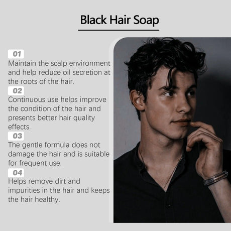 East Moon Bamboo Charcoal Hair Darkening Shampoo Soap Repair White Hair Dye Nourish Oil Control Improve Gray Hair Shampoo Soap