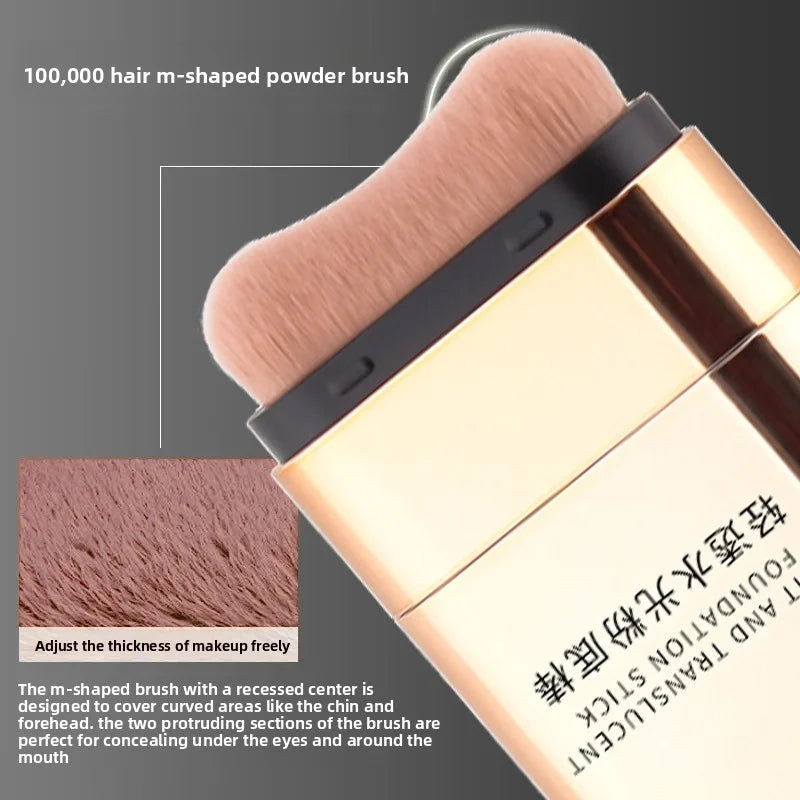 OPE Foundation Stick with Built-in Brush, Light Sheer Water-Glass Finish, Moisturizing 2-in-1 Concealer, Long Lasting Coverage
