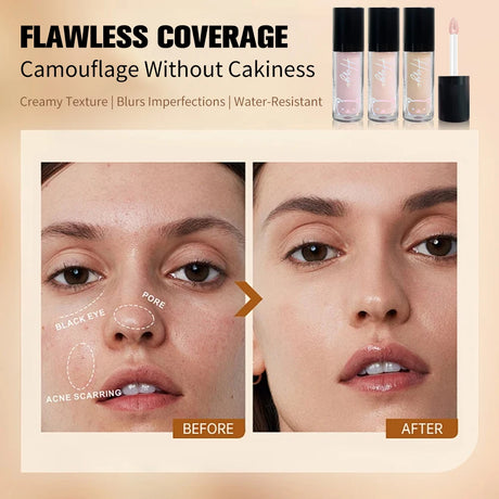 Matte Liquid Concealer Makeup Set Multi-functional Facial Concealer Long-Lasting Buildable Coverage for Contouring Dark Circles