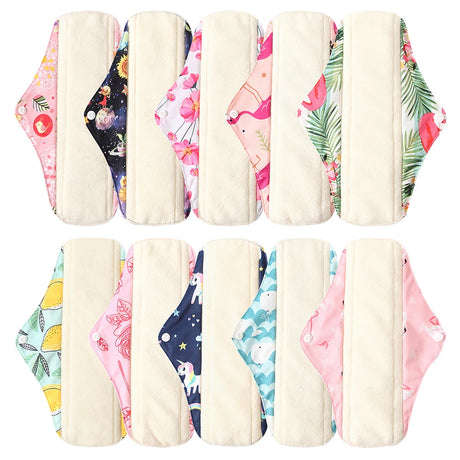 5pcs Set 4pcs Bamboo Reusable Sanitary Pads Washable Absorbent Cloth Menstrual Pads+1pc Bonus Free Mini Wet Bag