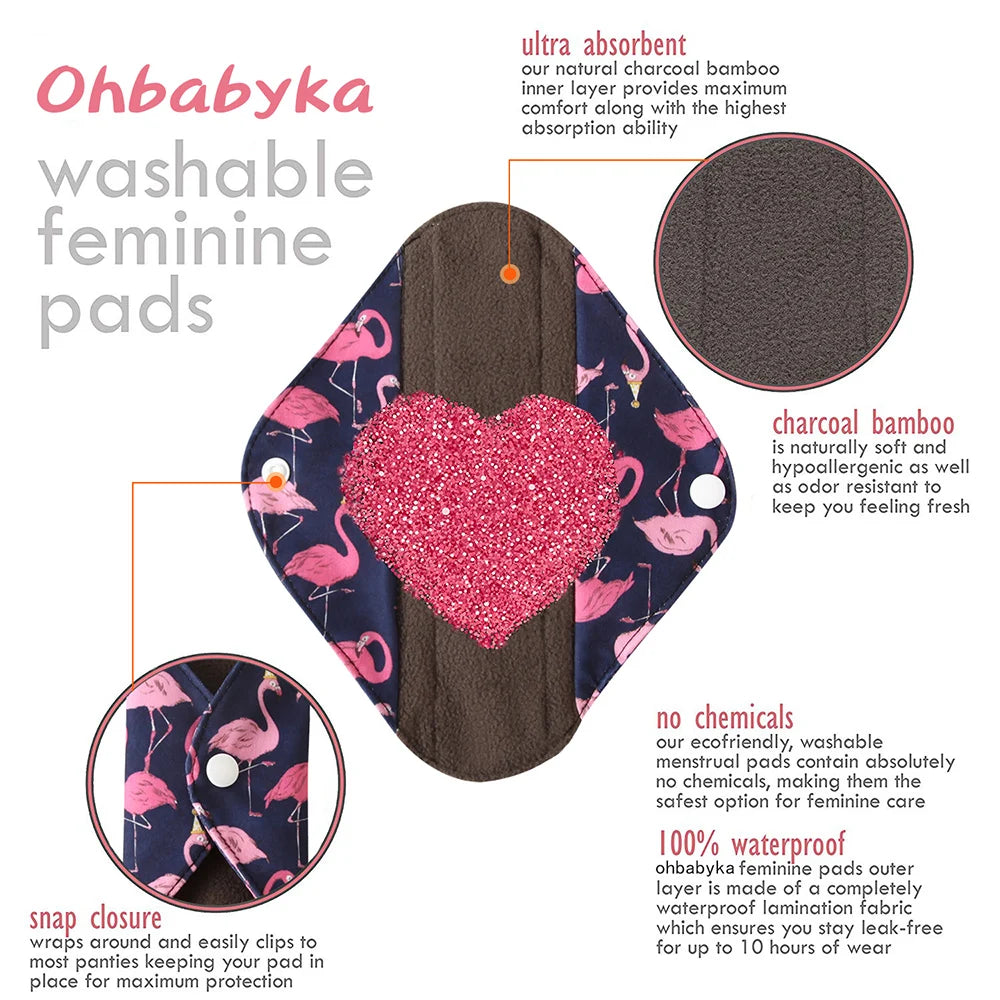 5pcs Set 4pcs Bamboo Reusable Sanitary Pads Washable Absorbent Cloth Menstrual Pads+1pc Bonus Free Mini Wet Bag