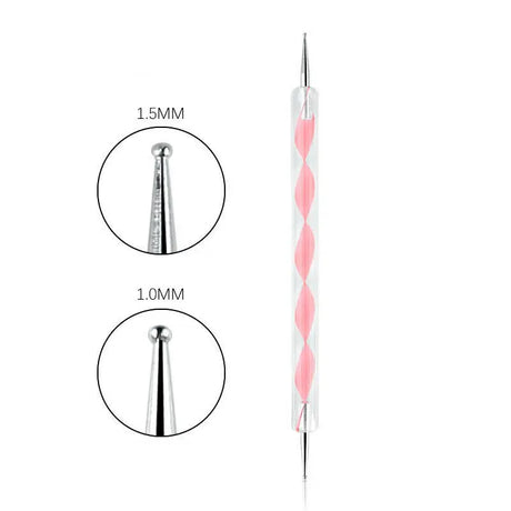 Professional Dual-Use Nail Art Dotting Pen Manicure Tool for Creative Design - Swirl Wood Marbleizing Steel Rhinestones