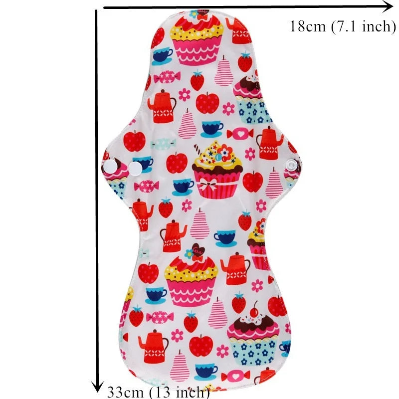 10pcs Organic Bamboo Charcoal Washable Hygiene Menstrual Pads Heavy Flow Sanitary Pads Lady Cloth Pad Reusable Pads