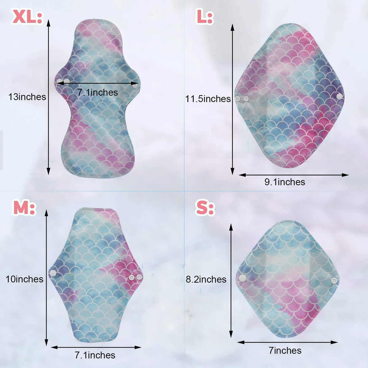 5pcs Set 4pcs Bamboo Reusable Sanitary Pads Washable Absorbent Cloth Menstrual Pads+1pc Bonus Free Mini Wet Bag