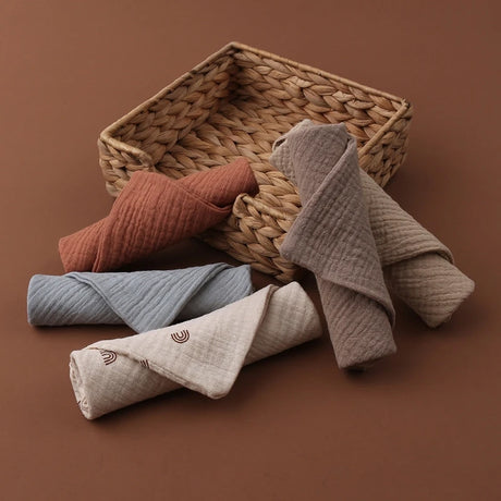 5pcs Baby Saliva Soft Absorbent Gauze Cotton Burp Cloth Kindergarten Handkerchief Newborn Washcloth Nursing Towel