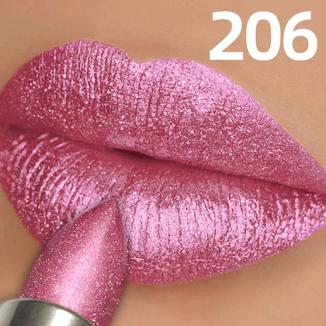Metallic Glitter Lipstick 3 Color Waterproof Lip Balm Red Long Last Lip Tint Matte Lip Makeup Gifts Shiny Lip Gloss Cosmetic