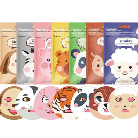 7 Styles Animal Face Mask Set Funny Panda Dog Pig Hydrating Sheet Mask for Spa Party Cute Skincare Gift for Women Girls 1/7PCS