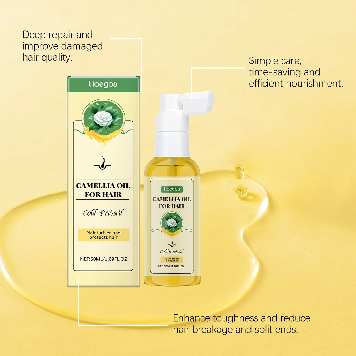 Repairing Camellia Hair Oil Spray For Dry Damaged Frizz Control Nourishing Conditioner With Camellia Seed Oil Hair Treatment