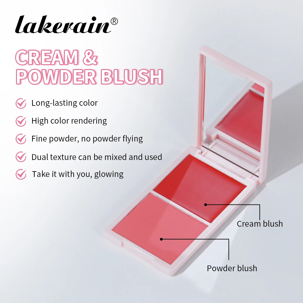 Cream&Powder Blush Palette Natural Long-lasting High Pigment Blush Makeup Contour Powder Beauty Peach Pink Korean Makeup Blush