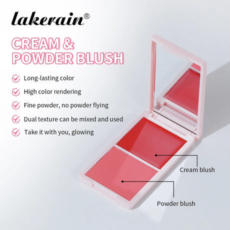 Cream&Powder Blush Palette Natural Long-lasting High Pigment Blush Makeup Contour Powder Beauty Peach Pink Korean Makeup Blush
