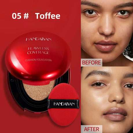 Long Wear Air Cushion Foundation Natural Finish Whitening Concealer Oil Free Makeup Base for Women Lightweight Cover