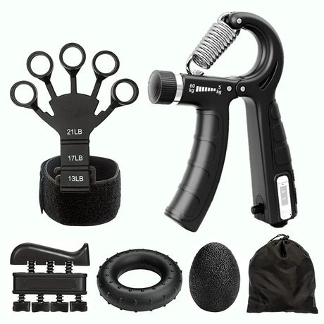 Hand Grip Strengthener Kit Adjustable Counting Gripper Finger Trainer Silicone Grip Ring Wrist Forearm Exercise Fitness Rehabilitation Set Finger Exerciser Wrist Recovery Trainer For Arthritis Carpal Tunnel Muscle Strength Tr
