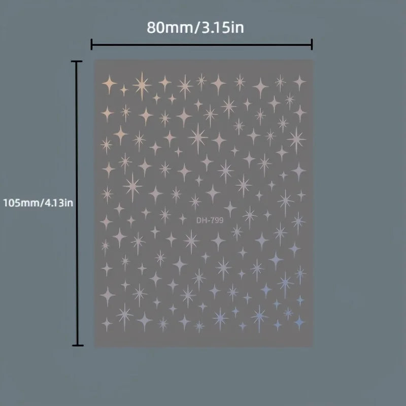 Metal Laser Holographic Star Nail Stickers, Disposable Self-Adhesive Resin Nail Decals for Women, Art Decor Accessories