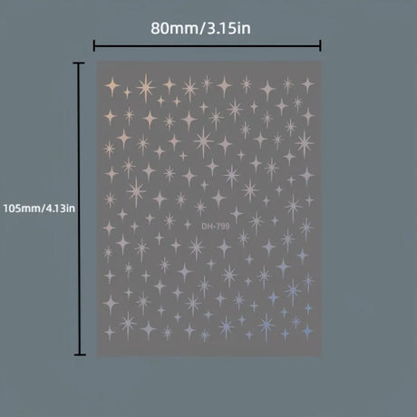 Metal Laser Holographic Star Nail Stickers, Disposable Self-Adhesive Resin Nail Decals for Women, Art Decor Accessories