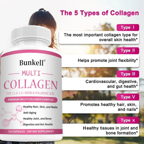 Multi Collagen Complex Capsules - with Hyaluronic Acid, Biotin - Protect Bones and Joints,Promotes Skin Health