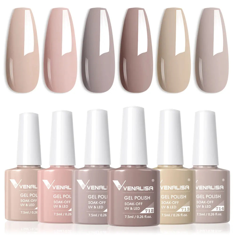 VIP5 Venalisa Nail Gel Polish Jelly Color HEMA/TPO FREE Nude Pink Semi Permanent Soak Off UVLED Gel Polish Sparkle Gel Varnish