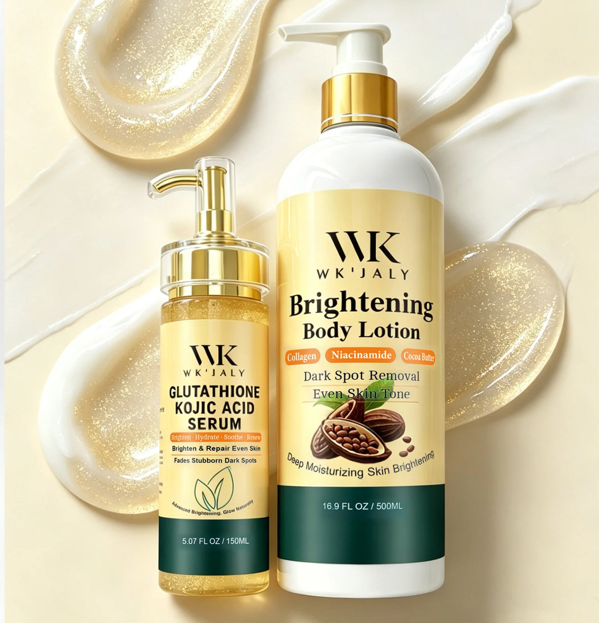 WK JALY Lightening Skin Care Kit for Dark, Black, Caramel Skin, Moisturizing, Acne and Spots Removal, Even Skin Tone for Women