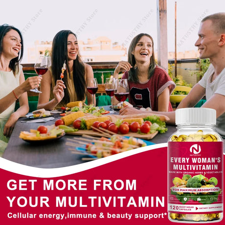 Daily Women's Multivitamin - Super Vitamins (A B C D E K) + Iron + Zinc + Organic Non-GMO Ingredients - Women's Multivitamin