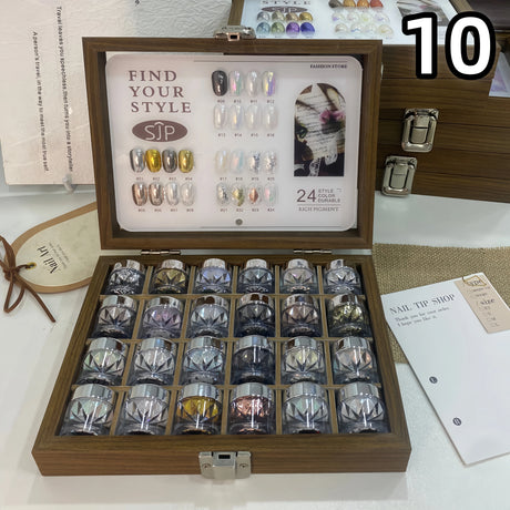 High-End Nail Art Set, 24 Colors Moonlight Mirror Powder Kit, Ultra-Fine Glitter, Japanese Style, Perfect for All Occasions
