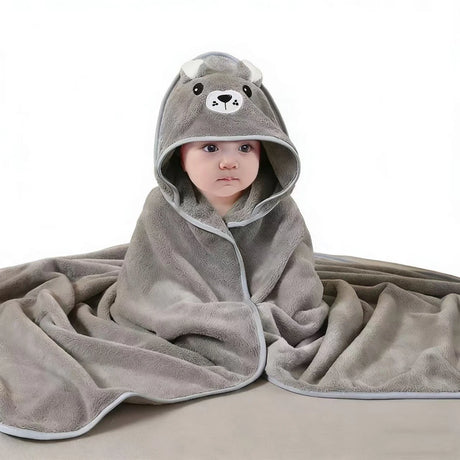 Toddler Bathrobe Infant Bath Towel Boy Girl Blankets Swaddle With Hood Cartoon Coral Fleece Towel Blanket Newborn Kids Bedding