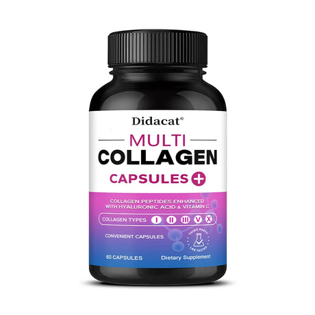 Multi Collagen Capsules with Hyaluronic Acid & Vitamin C, Support Cardiovascular, Skin Hair Nail Joint Bone & Digestive Wellness