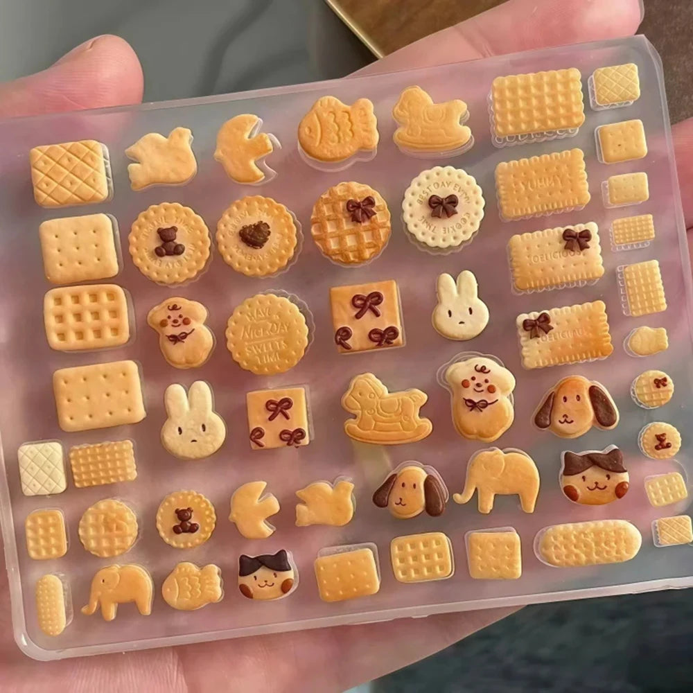 Silicone 3D Carved Template Cookie Baking Nail Mold Dog Rabbit Fish Manicure Charms Nail Art Mold Gel Design Tools Accessories