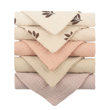 5pcs Baby Saliva Soft Absorbent Gauze Cotton Burp Cloth Kindergarten Handkerchief Newborn Washcloth Nursing Towel
