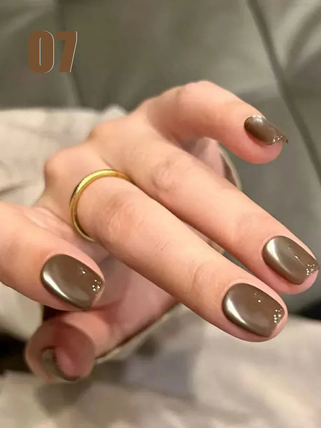 12ml 1-21pcs Brown Gold Cat Eye Gel Nail Polish Hot Selling Winter Whitening Magnet Gel Polish Gold Nails Nail Supplies Nail Art