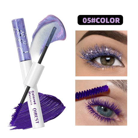 2 in 1 Matte Pink Mascara Eyelashes Blue Green Red Colorful Waterproof Curling Diamond Glitter Mascara Lasting Eye Makeup Tools