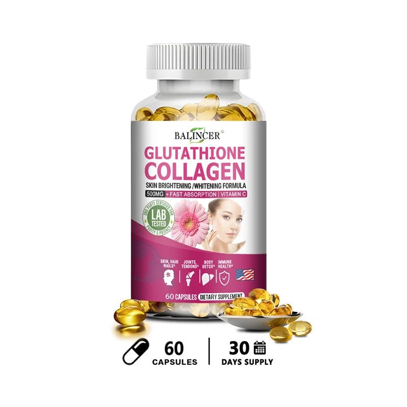 Glutathione Supplements - Collagen Booster Antioxidant Support Liver Detoxification Skin Whitening and Brightening