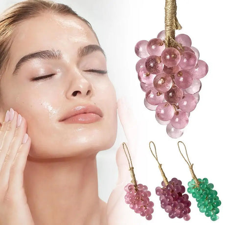Crystal Clear Transparent Grape Shaped Soap Bar Lovely Fruit Simulation Grape String Soap with Natural Fragrance Home Bathroom
