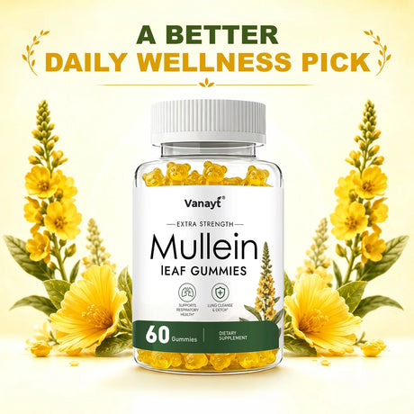 Vanayt 2000 mg Mullein Leaf Gummies - Supports Clear Lungs & Respiratory Health, Natural Detoxification, Enhanced Immune Function