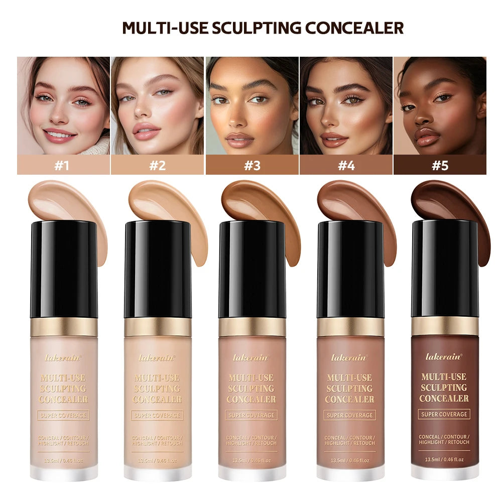 Super Coverage Concealer Multi-Use Cream Oil Free Highlight Covers Dark Circles Long-lasting Natural Matte Finish Long Wear Make