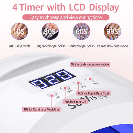 YIKOOLIN SUN 1S 48W UV LED Nail Lamp Professional Fast Dryer Automatic Sensor LCD Display Nail Gel Curing Light Box for Salon