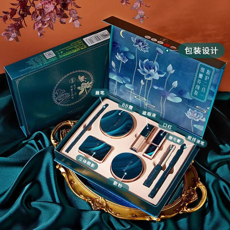 Christmas Makeup Set Gift Box BB Cream Lipstick Eyeliner Eyeshadow Eyebrow Pencil Beauty Makeup Cosmetics Holiday Gift