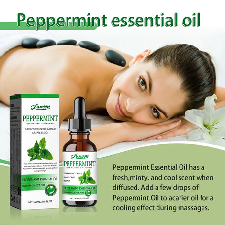 Cooling Mint Body Oil for Aromatherapy 60ml - Handcrafted, Refreshing Scent, Lightweight Moisture for Massage & Skin Care.