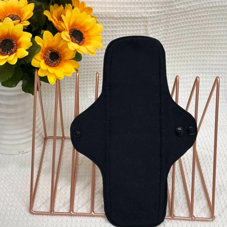 3Pcs Black Pure Cotton Reusable Menstrual Pads Reusable Sanitary Waterproof Cloth Pads For Heavy Flow Large Sanitary Pads Set