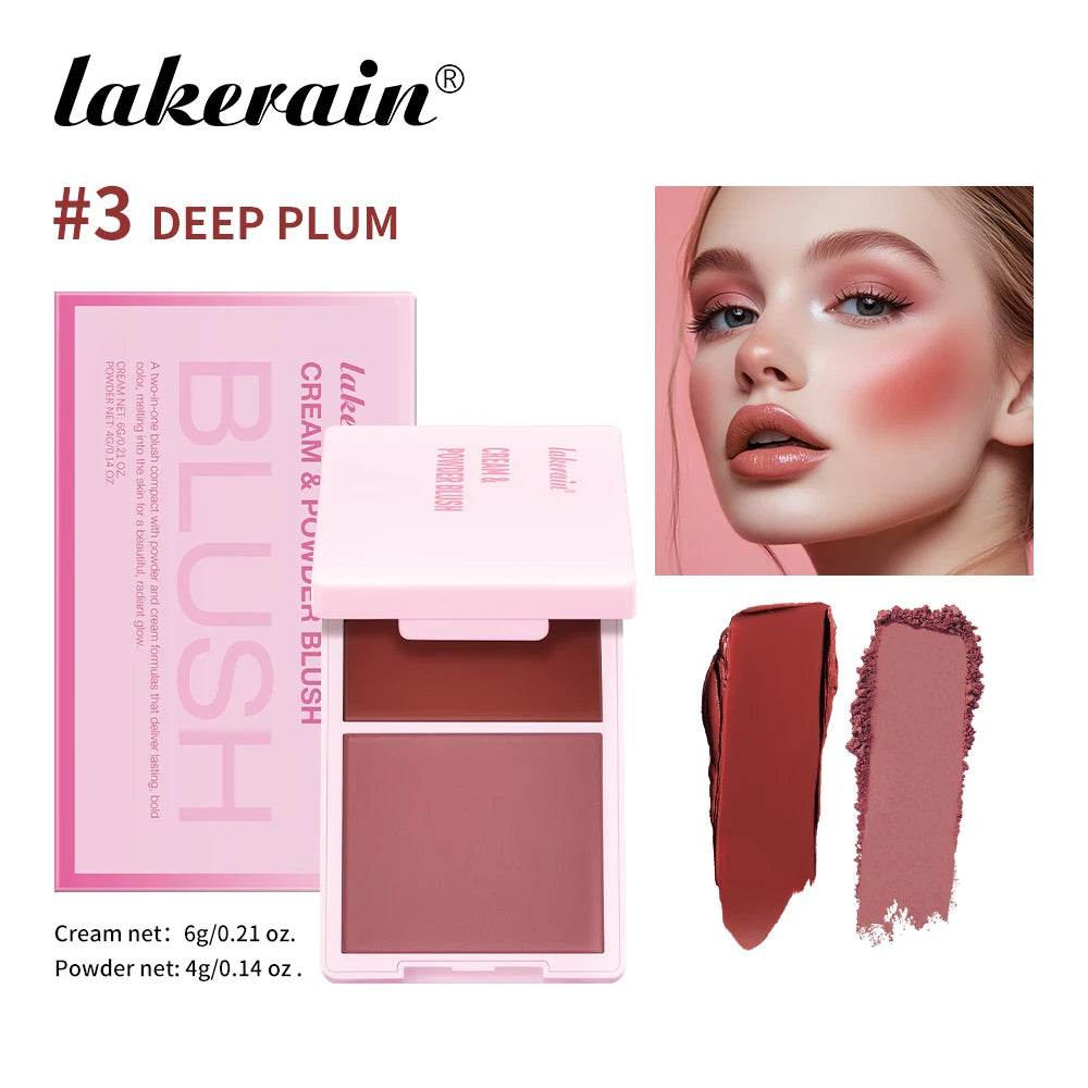 Cream&Powder Blush Palette Natural Long-lasting High Pigment Blush Makeup Contour Powder Beauty Peach Pink Korean Makeup Blush