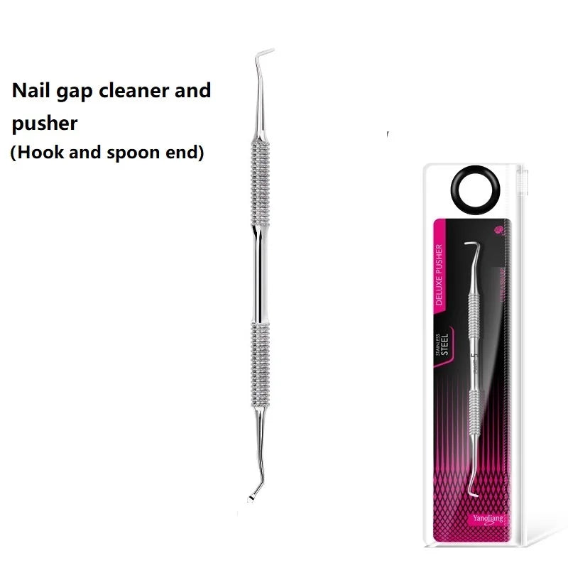 Quality Steel Hook Type Cuticle Pusher Nail Polish Remover Nail Gel Scraper Pedicure Pusher Manicure Podiatry Nail Art Tool