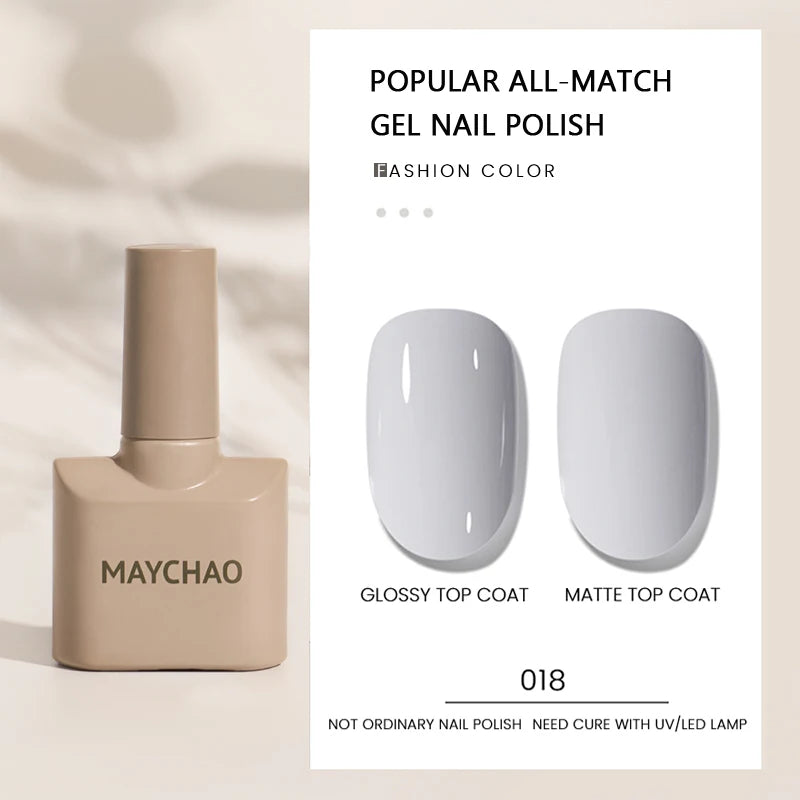 MAYCHAO Gel Nail Polish 12ML Full Coverage Base Top Coat Soak Off Gel Polish UV LED Gel Semi Permanent Varnishes Design Nail Art