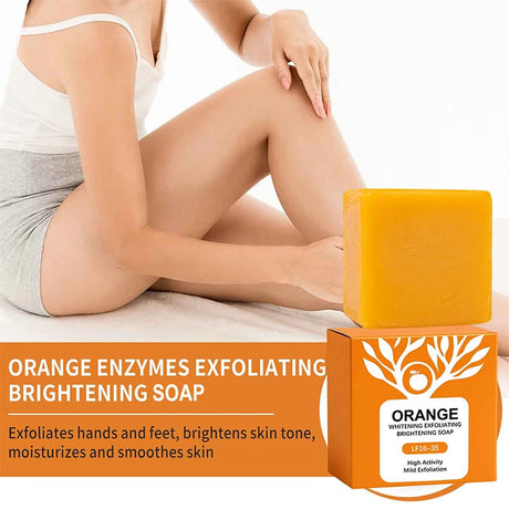 100g Orange Enzymes Mild Exfoliating Brightening Soap Bar,Face Body Gentle Cleansing Hydrating Moisturizing,Smooth Tender Skin