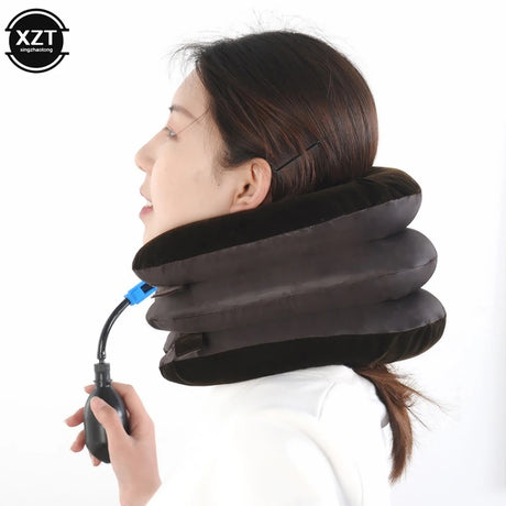 Neck Massager 3 Layer Inflatable Air Cervical Neck Traction Support PainStress Relief Neck Collar Pillow Neck Stretching Brace