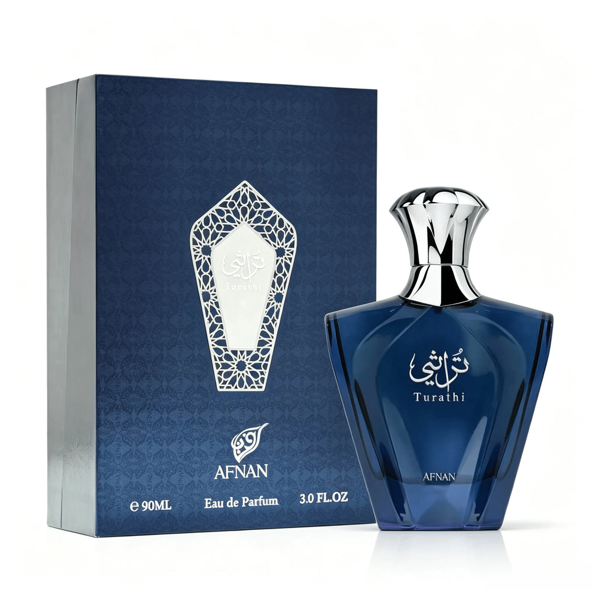 Afnan Turathi Men EDP Perfume Luxury Arab Design Glossy Deep Blue Bottle Rich Oriental Woody Scent Holiday Birthday Gift For Him