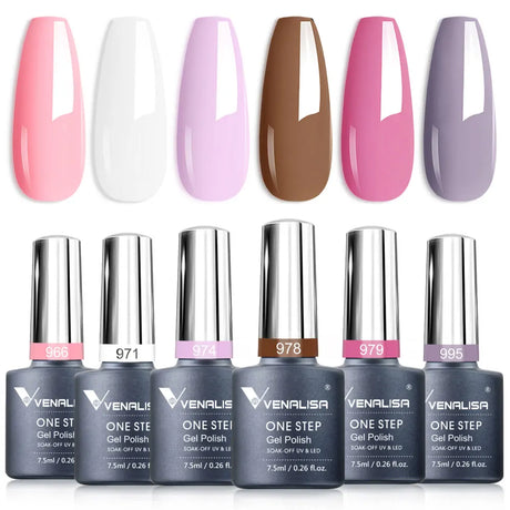 VIP5 Venalisa Nail Gel Polish Jelly Color HEMA/TPO FREE Nude Pink Semi Permanent Soak Off UVLED Gel Polish Sparkle Gel Varnish